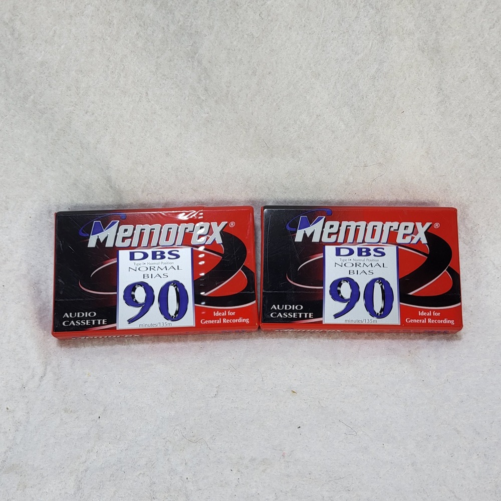 Memorex DBS 90 Normal Bias Type I Blank Audio Cassette Tapes Lot of 2 New Sealed
